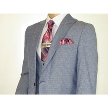 Men 3pc European Vested Suit WESSI  JVALINTIN Slim Fit JV22 Sky Blue One Button image 5