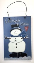 Cold Hands Warm Heart Winter Snowman Wooden Hangable Sign 8.5&quot; x 5.5&quot; - £12.04 GBP