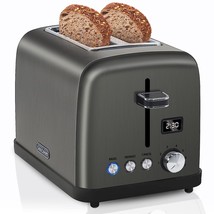 Toaster 2 Slice, Stainless Steel Bread Toaster With Lcd Display, 7 Bread... - £45.55 GBP