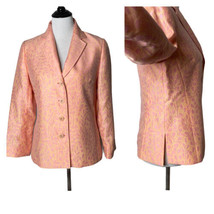 Lafayette 148 Floral Print Blazer Button Front Orange Suit Jacket Women Size 6 - £23.66 GBP