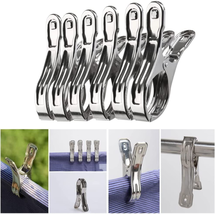 6PCS New Stainless Steel Large Beach Towel Clips Clamps Clothes Pegs Pin... - $10.44