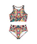 Boho Vibes: Handmade Summer Bohemian Print Pattern Artwork Sporty Bikini... - £76.24 GBP