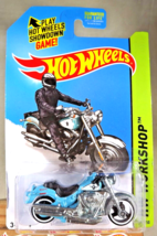 2014 Hot Wheels #209 Hw Workshop-HW Garage HARLEY-DAVIDSON Fat Boy Aqua w/MC3 Sp - £10.59 GBP