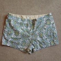 J Crew Chino Shorts Womens Size 10 White Blue Yellow Floral 100% Cotton - £15.52 GBP