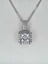 Square Moissanite necklace 925 Sterling Silver White Finish Charm DZ2. - $180.00