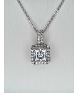 Square Moissanite necklace 925 Sterling Silver White Finish Charm DZ2. - $244.10 CAD