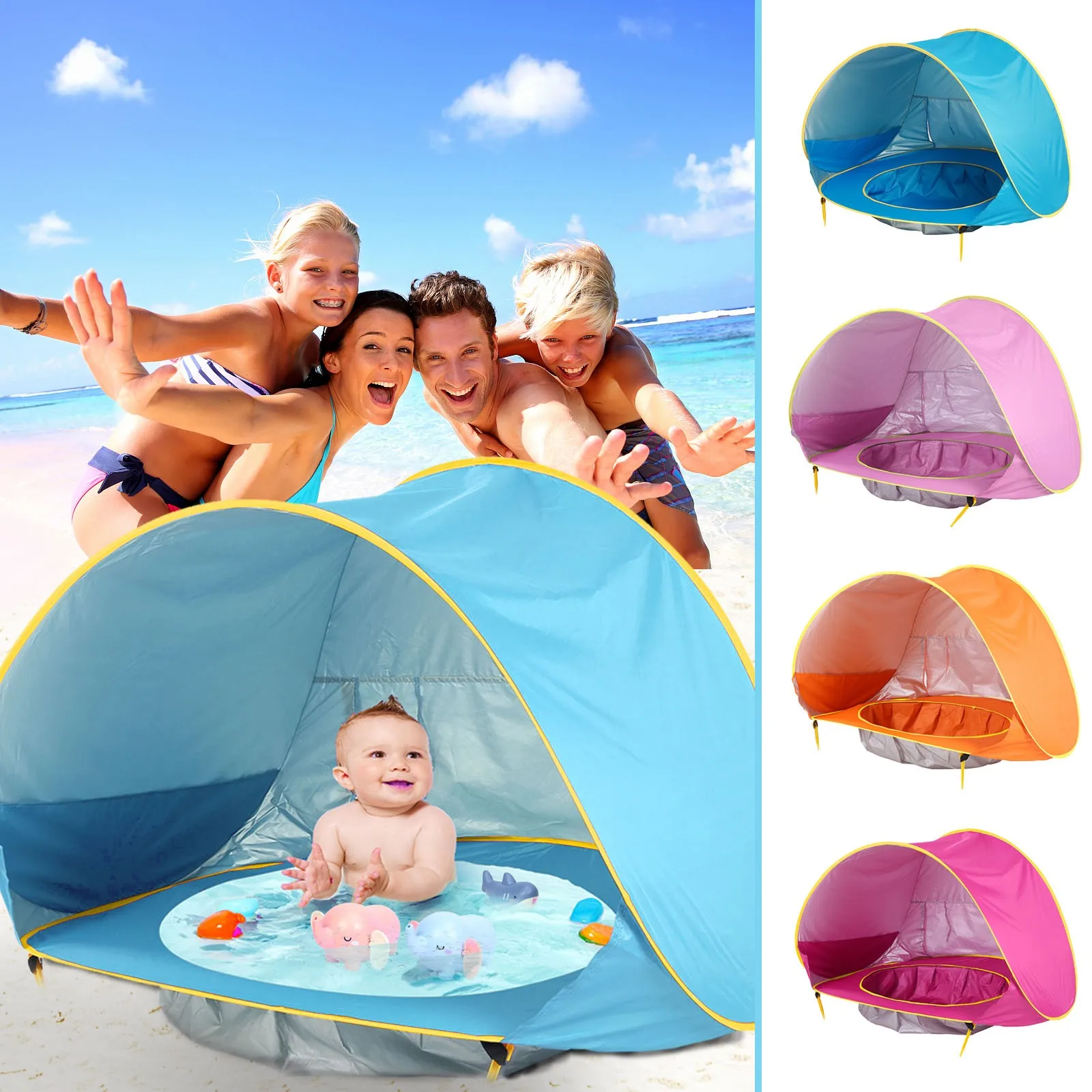Baby Beach Sand Toys Baby Beach Tent With Pool 2021 Upgrade Easy Fold Up＆pop Up - £22.74 GBP+