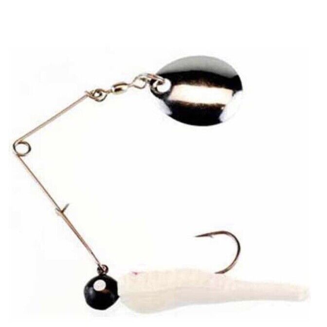 Primary image for Johnson Beetle Spin Fishing Lure, 1/8 Oz, White/Black /Red Eye, 1 Hook & 3 Bodie