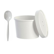 Disposable Paper Cups 12 Oz With Lids And Spoons/50 Sets/Combo Pack For Soup Des - $51.99