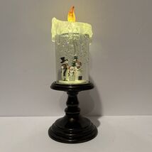 Christmas Snow Globe Candle Battery Operated Lighted Flameless 10.5&quot; Tall - $27.99