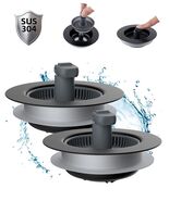 Hibbent 3-in-1 Kitchen Sink Drain Strainer Stopper Combo Black Stainless... - $76.78 MXN