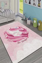 LaModaHome Area Rug Non-Slip - Pink Unicorn Soft Machine Washable Bedroom Rugs I - £25.53 GBP+