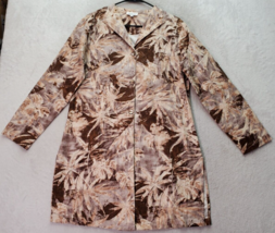 Coldwater Creek Jacket Womens Medium Brown Floral Linen Long Sleeve Butt... - £20.36 GBP