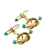 14k Gold Plated Krementz Vintage Jade Cufflinks Gorgeous Gift! - $11,610.30 MXN
