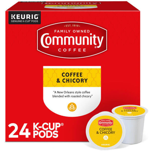 COMMUNITY COFFEE COFFEE AND CHICORY KEURIG COFFEE PODS 24 CT - £15.74 GBP