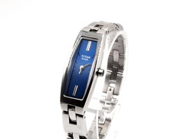 Ladies Titan Raga Quartz Watch New Battery Blue Dial Silver Tone - $25.00