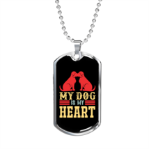 My Dog Is My Heart Red Necklace Stainless Steel or 18k Gold Dog Tag 24&quot; Chain - £37.92 GBP+