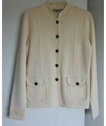 Bobby Jones Women`s Cardigan Sweater L Elegant Knit Wool Made in Italy New - $179.99