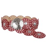Red Moroccan Disc Bohemian Tribal Leather Belt - $95.72 CAD