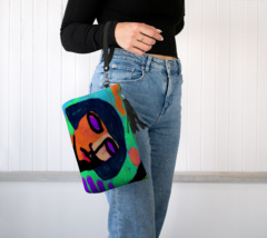 Colorful Abstract Art Vegan Leather Wristlet Clutch Bag Purse Cosmetics Bag  - £47.01 GBP