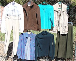 Assorted Lot 8 Womens Multicolor Vest Jacket Shirt T-Shirt Pant &amp; Skirt ... - £26.47 GBP