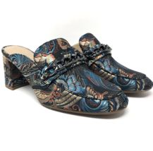 Enzo Angiolini EP Gilian Mules Shoes Size 7 Paisley Brocade Slip On Artsy Heel - £19.87 GBP