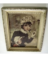 Vintage 1800&#39;s Ladies Wood Frame Glass Print Reliance Industries, Inc - £10.75 GBP