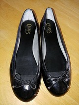 CHAPS &quot;-MAIYA&quot; LADIES BLACK FLAT-7B-BARELY WORN-NARROW BOW-NON-SLIP SOLE... - £7.58 GBP