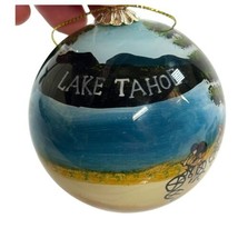 Reverse Painted Glass Lake Tahoe Park Christmas Tree Souvenir Ornament Vintage - £22.04 GBP