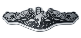 navy submarine dolphins insignia logo shiny chrome auto emblem usa made - £23.89 GBP