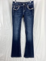 Miss Me Jeans Women&#39;s 25 Blue Denim Signature Bootcut Sequin Embellished - £22.35 GBP