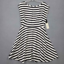 BB Dakota Womens Dress Midi Size 10 Black White Stripe A-Line Sleeveless Demure - £14.34 GBP
