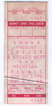 SPIRIT + LESLIE WEST 1975 Vintage Ticket Stub Michigan Palace Detroit VG+  - £6.06 GBP