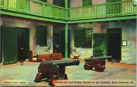 Cabildo Courtyard Cannons and Prison Rooms New Orleans LA UNP Linen Postcard E10 - £3.07 GBP