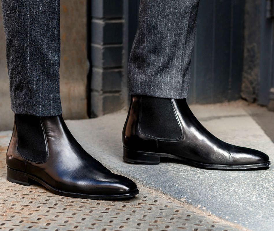 Handmade Mens black Leather Chelsea Boots, Mens Casual leather Ankle boots