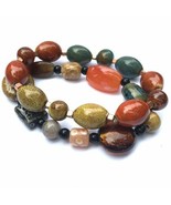 2 Multicolored Speckle Foiled Art Large Glass Bead Stretch Bracelets Blu... - €7,83 EUR