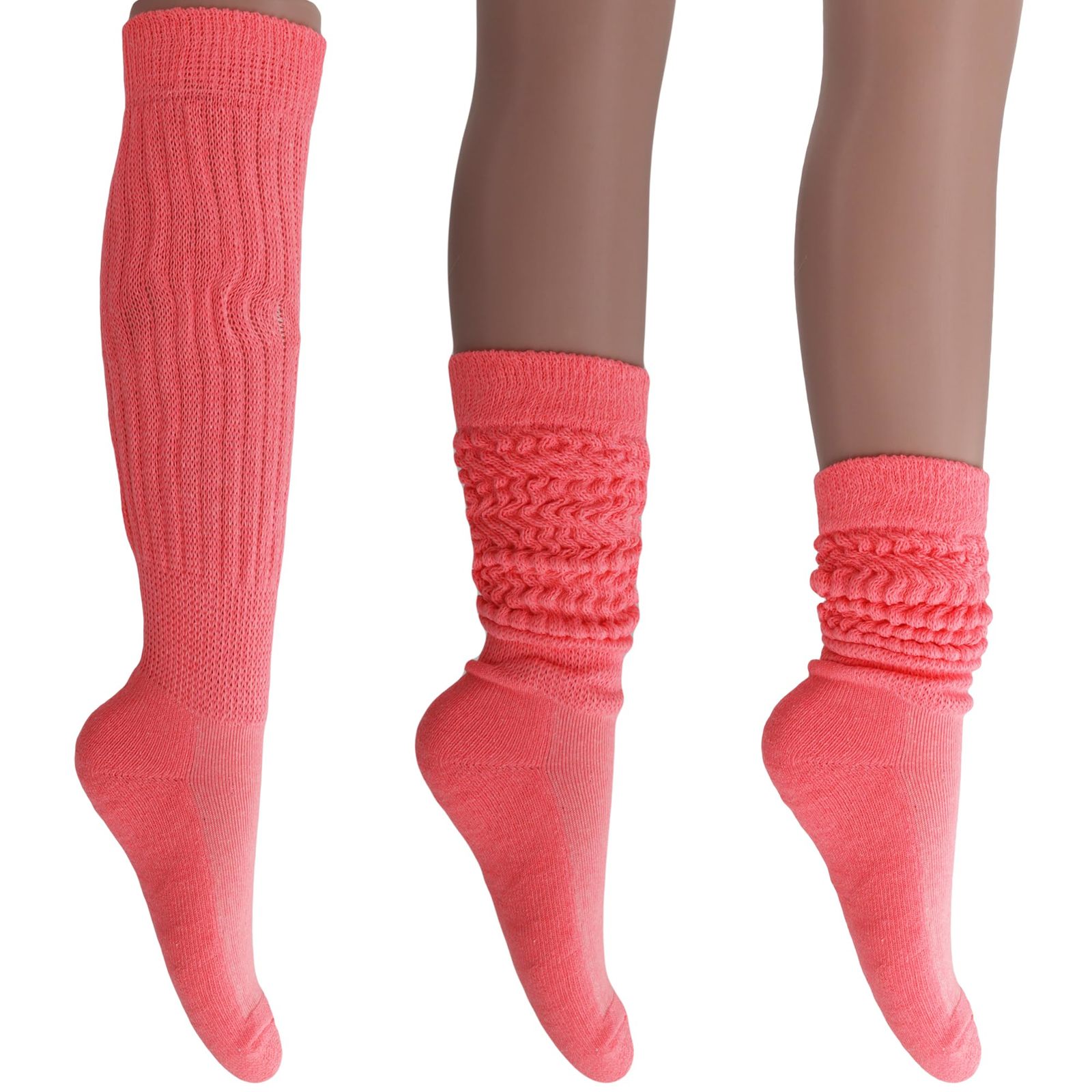 Primary image for AWS/American Made Cotton Slouch Boot Socks Shoe Size 5 to 10 (Neon Pink 3 Pair)
