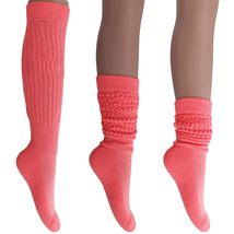 AWS/American Made Cotton Slouch Boot Socks Shoe Size 5 to 10 (Neon Pink 3 Pair) - £13.93 GBP