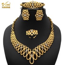 Dubai Necklace Set For Women Luxury Indian Jewelry African Party Golden Arabic W - £24.52 GBP