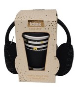 Totes Toasties Ceramic Travel Mug Earmuffs Gift Black &amp; White Stripe Gol... - £14.79 GBP