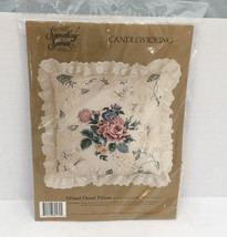 Vintage candlewicking kit mixed floral pillow something special brand ne... - $19.75