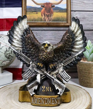 American Patriotic Bald Eagle Clutching Rifles With Second Amendment Figurine - £33.56 GBP