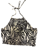 BP Tie Neck Crop Top Size L Halter Neck Backless  Black Purple Swirls RN58665 - £2.95 GBP