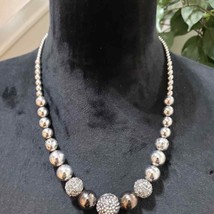 Chico&#39;s Gold &amp; Silver Round Beaded Single Strand Chunky Statement Necklace - $27.00