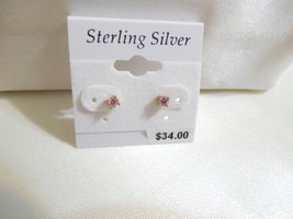 Department Store 18k Gold/Sterling Silver Cubic Zirconia Stud Earrings R630 - £10.48 GBP