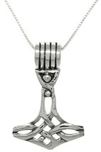 Jewelry Trends Thors Hammer Viking Norse Celtic Pendant Necklace 18&quot; - £37.91 GBP