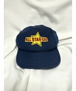 Vintage 80s SnapBack Trucker All Star Dad Mesh Trucker Hat Blue Navy Fun... - $23.09 CAD