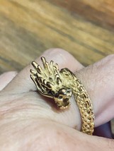 Vintage Mens Dragon Ring Golden Stainless Steel Size 12 - £26.62 GBP