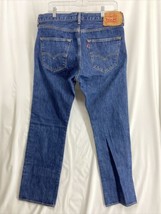 Levis 501 Men&#39;s 36&quot;x32&quot; Fly Button Distressed Blue Denim Jeans - £22.50 GBP