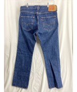Levis 501 Men&#39;s 36&quot;x32&quot; Fly Button Distressed Blue Denim Jeans - £22.44 GBP